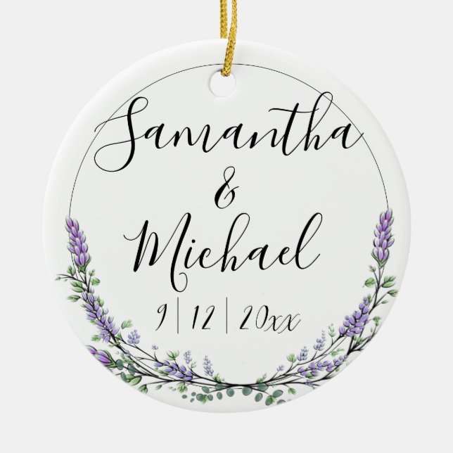 Lavender and Eucalyptus Ceramic Ornament (Front)