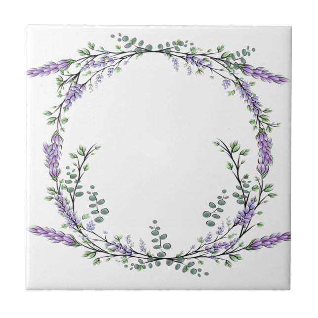 Lavender and Eucalyptus Ceramic Tile (Front)