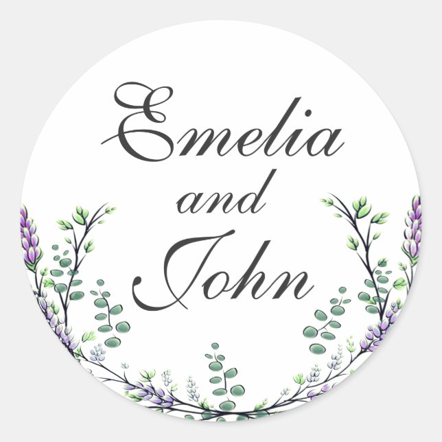 Lavender and Eucalyptus Classic Round Sticker (Front)