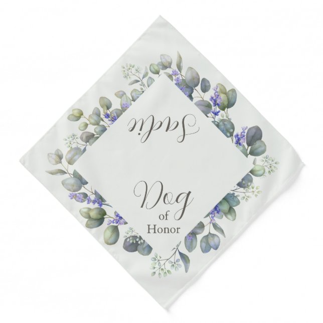 Lavender And Eucalyptus Dog Of Honor Dog Wedding Bandana (Front)