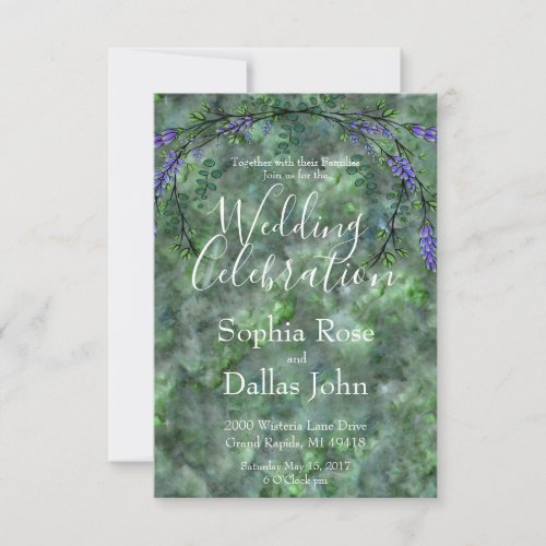 Lavender and Eucalyptus elegant green marble  Invitation