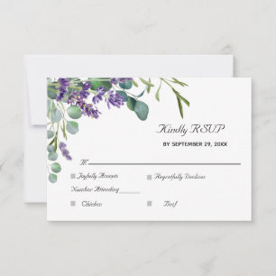 Lavender and Eucalyptus Elegant Wedding  RSVP Card