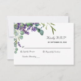 Lavender and Eucalyptus Elegant Wedding  RSVP Card