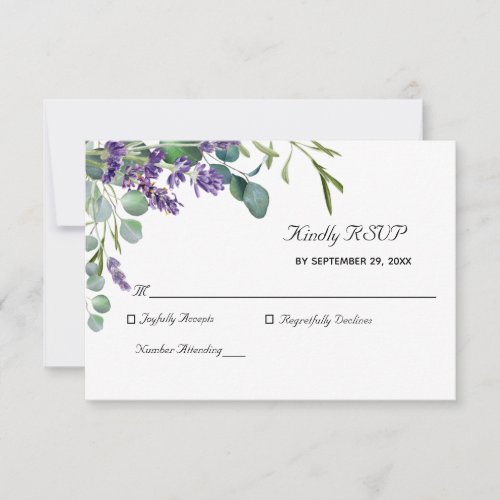 Lavender and Eucalyptus Elegant Wedding  RSVP Card