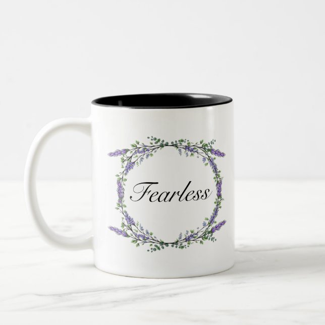 Lavender and Eucalyptus Fearless Two-Tone Coffee Mug (Left)