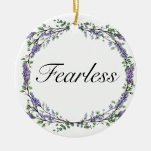 Lavender and Eucalyptus Fearless watercolor floral Ceramic Ornament