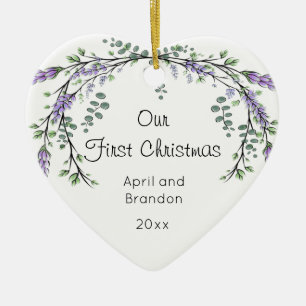 Lavender and Eucalyptus first Christmas Ceramic Ceramic Ornament