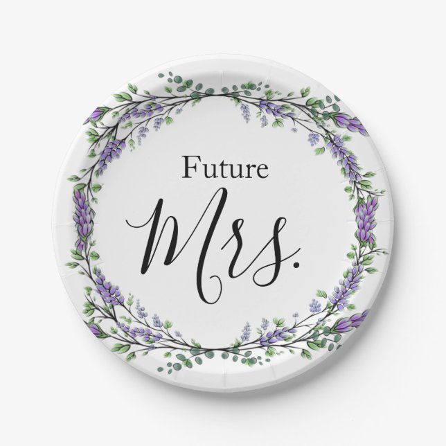 Lavender and Eucalyptus Future Mrs. Paper Plates (Front)