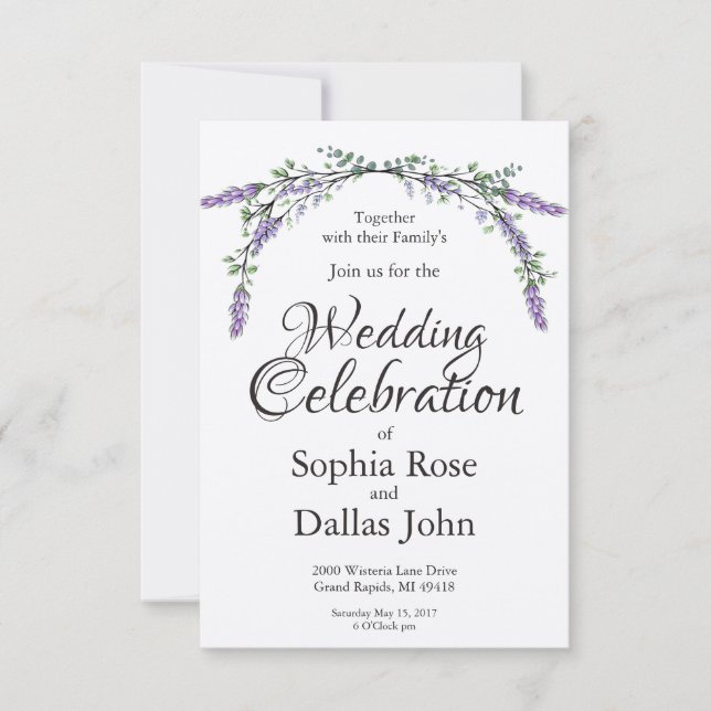 Lavender and Eucalyptus Invitation (Front)