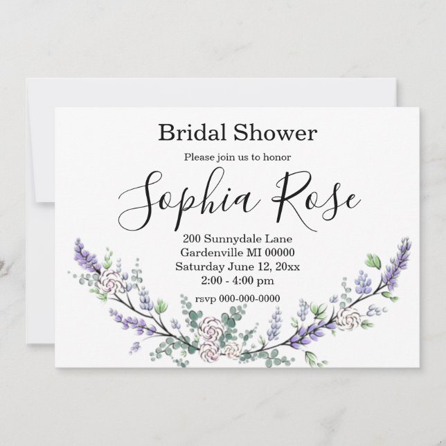 Lavender and Eucalyptus  Invitation (Front)