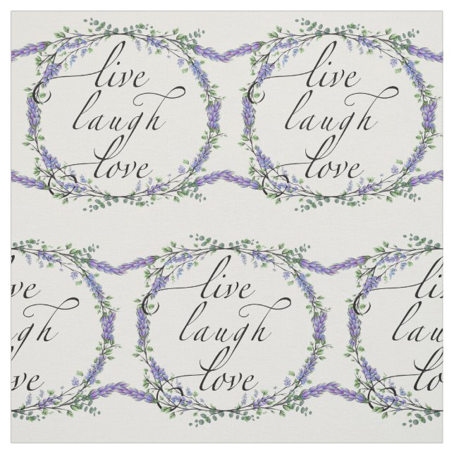 Lavender and Eucalyptus Live Laugh Love Fabric (Swatch)