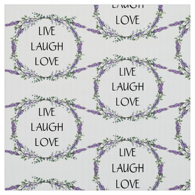 Lavender and Eucalyptus Live Laugh Love Fabric (Swatch)