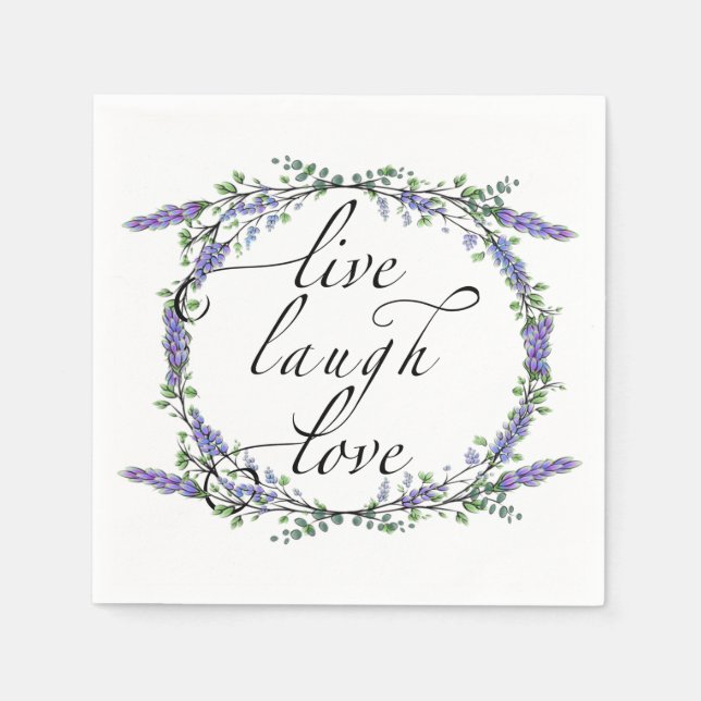 Lavender and Eucalyptus Live Laugh Love  Napkins (Front)