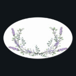 Lavender and Eucalyptus Oval Sticker<br><div class="desc">An elegant and vintage design featuring eucalyptus and lavender painted in romantic watercolor.</div>