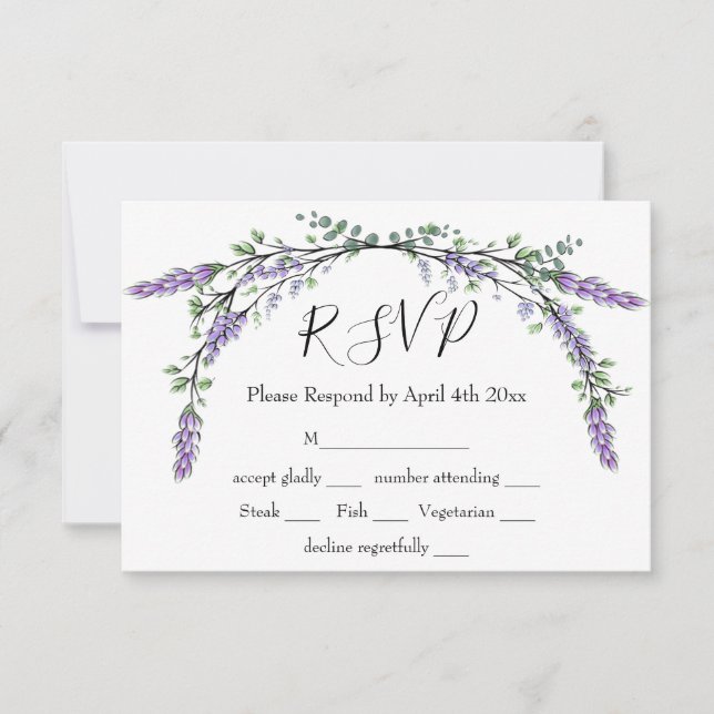 Lavender and Eucalyptus RSVP Card (Front)