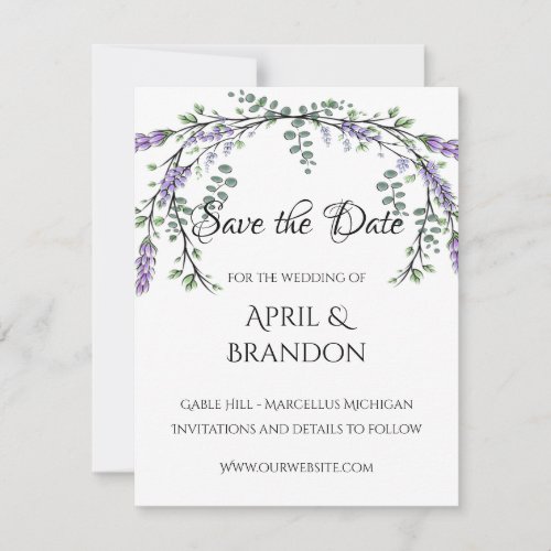 Lavender and Eucalyptus Save The Date