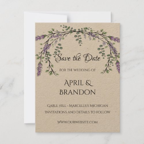 Lavender and Eucalyptus Save The Date