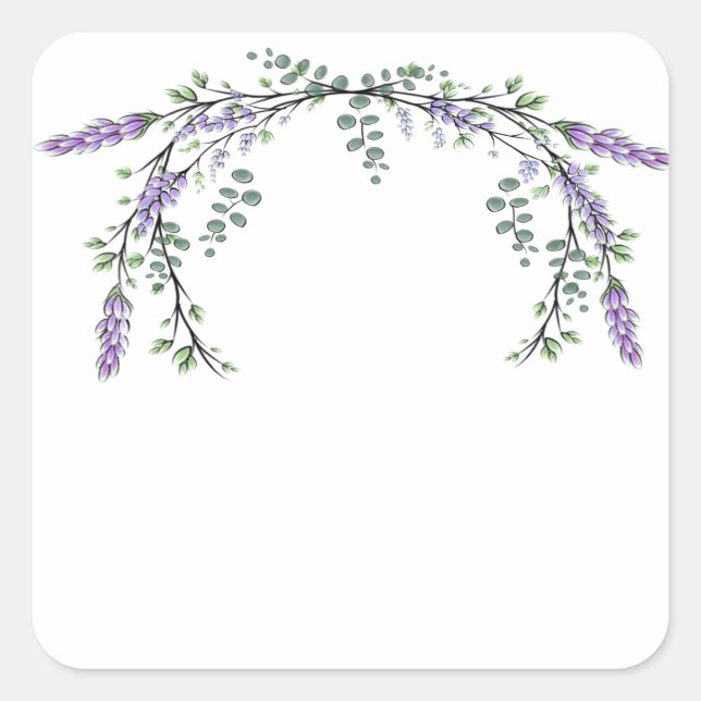 Lavender and Eucalyptus Square Sticker (Front)