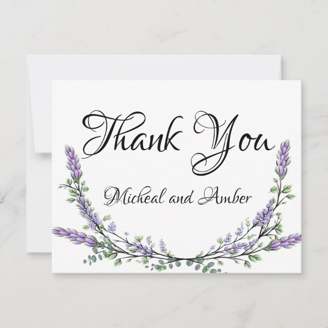 Lavender and Eucalyptus Thank You Card (Front)