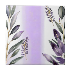 Lavender and Eucalyptus Watercolor Ceramic Tile