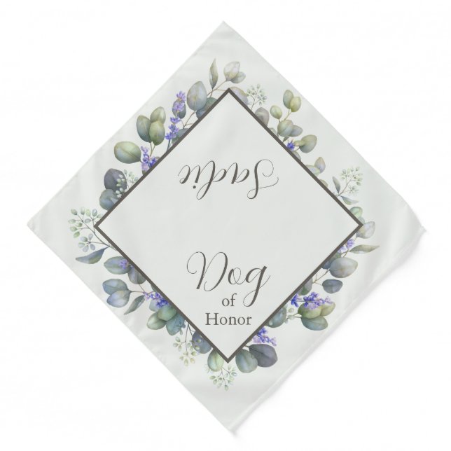 Lavender And Eucalyptus Wedding Dog Of Honor Pet Bandana (Front)