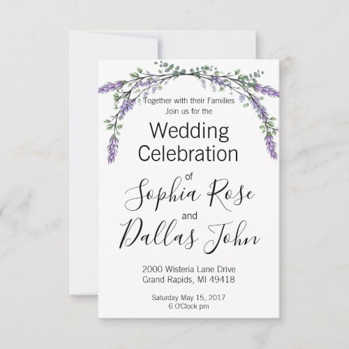 Lavender and Eucalyptus wedding  Invitation