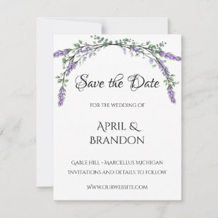 Lavender and Eucalyptus Wedding Save The Date
