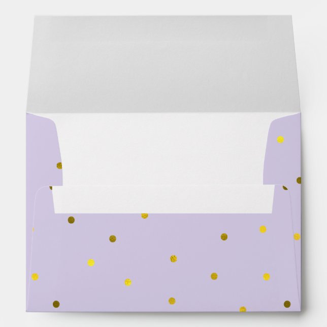 Lavender and Faux Gold Foil Dots Envelope (Back (Bottom))