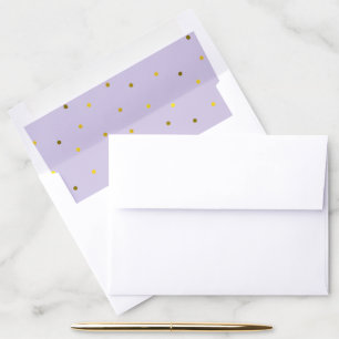 Lavender and Faux Gold Foil Dots Envelope Liner