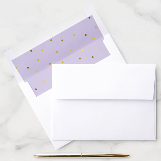 Lavender and Faux Gold Foil Dots Envelope Liner (Desk)