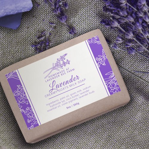 Lavender and goats milk soap purple white rectangular sticker