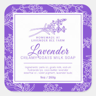 Lavender and goats milk soap purple white square sticker