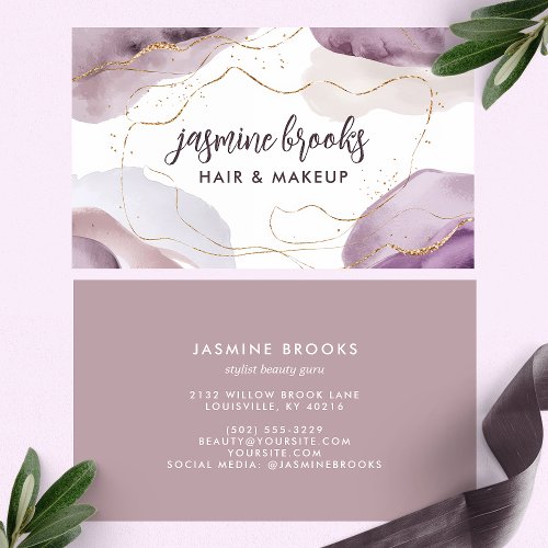 Lavender And Gold Abstract Chic Business Card