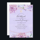 Lavender and Gold Floral Geometric Bat Mitzvah Invitation<br><div class="desc">Pastel lavender and faux gold glitter geometric bat mitzvah invitation with accents of blue and ethereal greenery.</div>