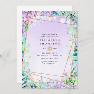 Lavender and Gold Floral Geometric Bridal Shower Invitation