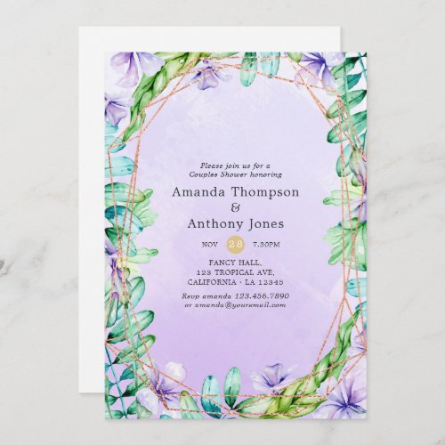 Lavender and Gold Floral Geometric Couples Shower Invitation