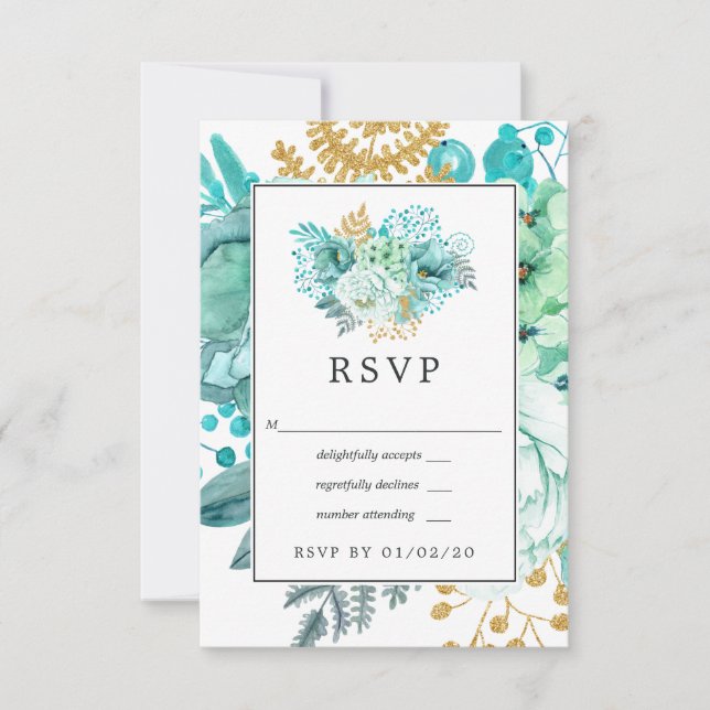 Lavender and Gold Floral Geometric Wedding RSVP Card (Front)