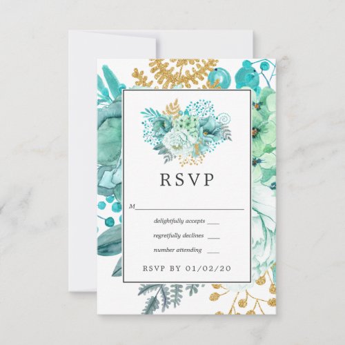 Lavender and Gold Floral Geometric Wedding RSVP Card