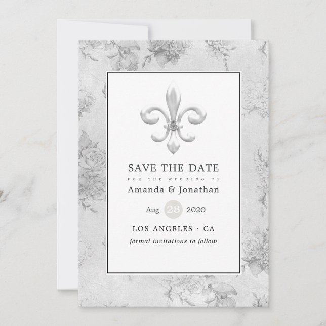 Lavender and Gold Floral Geometric Wedding Save The Date (Front)