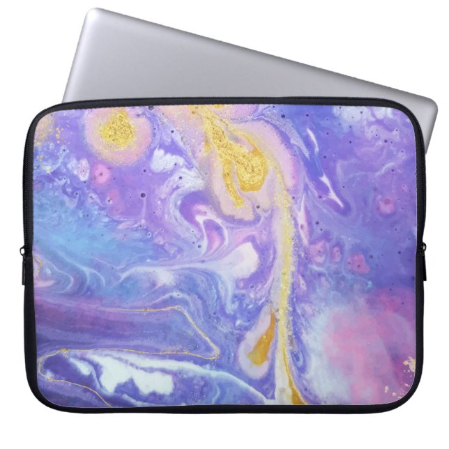 Lavender and Gold Fluid Abstract  Laptop Sleeve (Front)