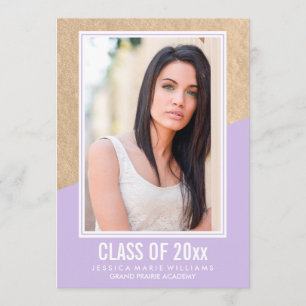 Lavender and Gold Foil Graduation Invitations