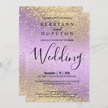 Lavender And Gold Glitter  Invitation by DesignsbyDonnaSiggy at Zazzle