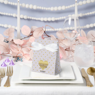 Lavender And Gold Heart Polka Dots Shower Party Favor Boxes