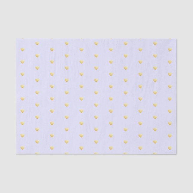 Lavender and Gold Hearts Faux Foil Pattern Tissue Paper (Front)