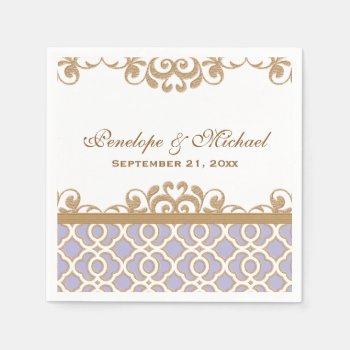 Lavender And Gold Moroccan Wedding Paper Napkins by OccasionInvitations at Zazzle