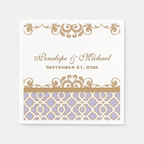 Lavender and Gold Moroccan Wedding Paper Napkins