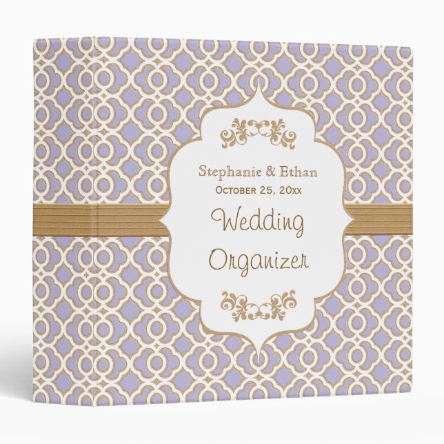 Lavender and Gold Moroccan Wedding Planner Binder (Front/Spine)