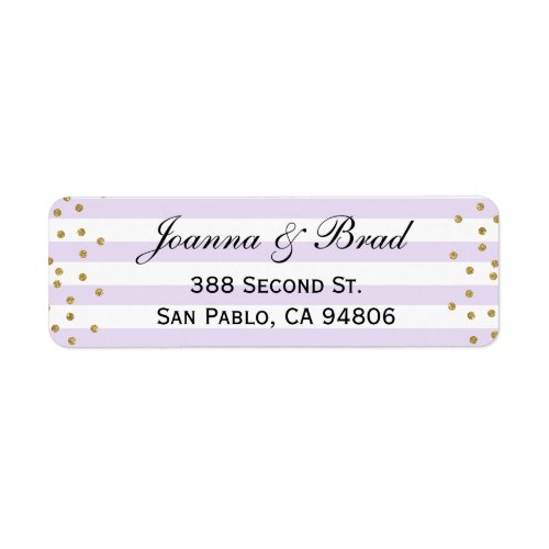 Lavender and Gold Return Address Label Wedding