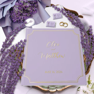 Lavender and gold Script Classic Wedding  Foil Guest Book