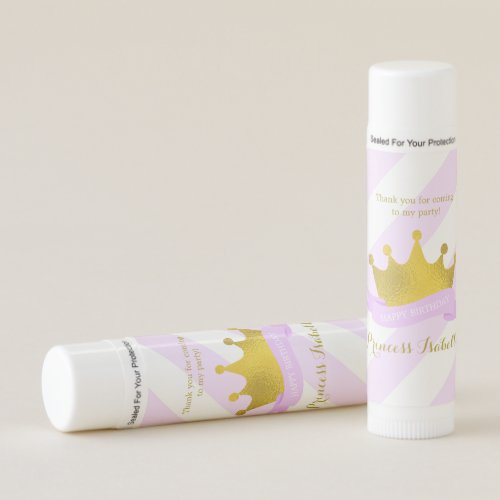 Lavender and Gold Tiara Princess Birthday Lip Balm